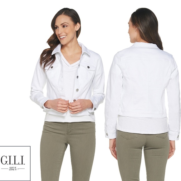 G.I.L.I. Jackets & Blazers - G.I.L.I. White Denim Jean Jacket Plus Size 18W